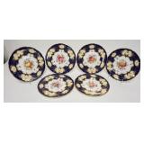 1130	SET OF 6 COALPORT HAND PAINTED PLATES, EACH WITH A DIFFERENT DESIGN OF FRUIT, FLOWERS, & INSECT
