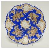1132	MEISSEN PLATE W/RELIEF DECORATION, BLUE & GOLD, NO SCRATCHES IN THE MARK, 9 IN