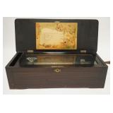 1160	12 TUNE CYLINDER MUSIC BOX, SWISS WORKS, LAST PATENT DATE 1888, CURRENTLY IN WORKING ORDER, SOM
