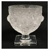 1166	LALIQUE FROSTED & CLEAR BIRD BOWL, SIGNED LALIQUE FRANCE, 5 3/8 IN HIGH X 4 5/8 IN TOP DIAMETER
