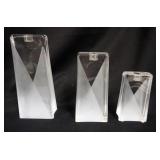 1167	GROUP OF 3 GRADUATED DAUM FRANCE MID CENTURY MODERN CANDLE STICKS, TALLEST IS 7 1/4 IN 