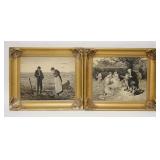 1168	2 FRAMED STEPHENSGRAPHS, NO GLASS, IN MATCHING FRAMES, HARVESTERS HAS FRAYING IN THE SKY & FRAM