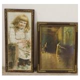 1175	2 PRINTS IN ORIGINAL FRAMES, LADY AT THE PIANO & GIRL W/FLOWERS, LARGEST IS 22 3/4 IN X 10 IN