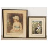 1176	2 PRINTS OF YOUNG GIRLS IN ORIGINAL FRAMES, LARGEST IS PENCIL SIGNED ELIZABETH GULLAUD & IS 20 
