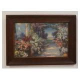 1177	JEAN DORE PRINT OF A COLORFUL GARDEN IN ORIGINAL OAK FRAME, 21 1/2 IN X 15 1/2 IN INCLUDING FRA