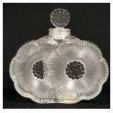 1182	LALIQUE DOUBLE FLOWER PERFUME W/ORIGINAL STOPPER, SCRIPT SIGNED, 3 3/4 IN HIGH