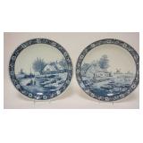 1192	2 LARGE BOCH DELFT WALL PLATES, ARTIST SIGNED SONNEVILLE, 15 3/8 IN