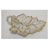 1205	RPM GOLD DECORATED LEAF DISH, 10 IN X 9 1/4 IN