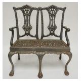 1214	MINIATURE CAST IRON GARDEN BENCH, ASSEMBLED W/FEATHERED SCREWS, 15 1/4 IN WIDE X 17 IN HIGH