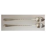 1221	2 CHRISTOFFE ICE TEA SPOONS, TWIST STEMS, 9 3/8 IN