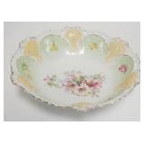 1230	FLORAL PORCELAIN BOWL W/RETICULATED RIM, POSSIBLY RS PRUSSIA, HAS A SMALL NICK ON ONE RIM TOP, 