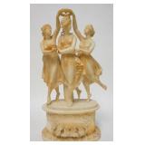 1246	2 PIECE STONE SCULPTURE OF 3 WOMEN, BOTH BASE & SCULPTURE REPAIRED, 10 1/2 IN WIDE X 22 IN TOTA