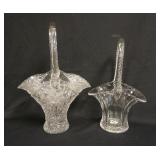 1247	2 LARGE GLASS BASKETS, TALLEST HAS A CUT DECORATION, RIM CHIP & IS 16 IN HIGH
