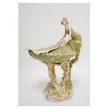 1248	LARGE ROYAL DUX FIGURE, LADY W/SHELL FORM BOWL, BOTH HER LITTLE FINGERS ARE BROKEN OFF & HAS A 