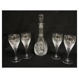 1273	ATLANTIS 5 PIECE CRYSTAL DECANTER SET, DECANTER, STOPPER & 4 STEMS IN ORIGINAL BOX, DECANTER IS