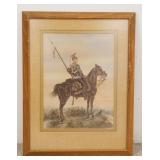 1275	WATERCOLOR OF A SOLDIER ON HORSEBACK, DOUBLE MATTED, SCUFFS ON THE FRAME, 20 1/8 IN X 26 1/8 IN