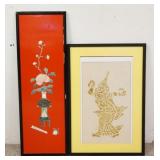 1291	FRAMED STONE CARVING & TOMB RUBBING, LARGEST IS 12 IN X 36 IN