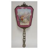 1292	ORNATE BRASS & PORCELAIN DRESSER MIRROR, MIRROR IS BEVELED, 17 IN LONG