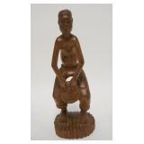1293	ETHNIC WOOD CARVING, MAN PLAYING A DRUM, 12 IN HIGH
