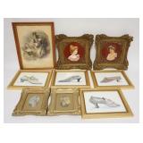 1321	9 PIECE FRAMED ARTWORK, LARGEST IS 10 1/4 IN X 13 3/4 IN INCLUDING FRAME