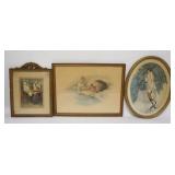 1326	3 PIECE ARTWORK W/BESSIE PEASE GUTMANN, OTHER 2 ARE PENCIL SIGNED, ONE IS ICART STYLE & BOTANIC