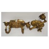 1328	2 DIFFERENT DOUBLE WALL SCONCES, ELECTRIC, BOTH ARE APPROXIMATELY 10 IN WIDE