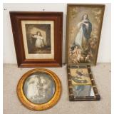 1332	4 PIECES OF FRAMED ARTWORK, AS FOUND, LARGEST IS 21 3/4 IN X 27 IN INCLUDING FRAME