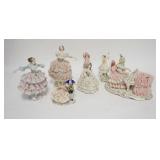 1351	7 PIECE LOT OF PORCELAIN FIGURES, ALL HAVE DAMAGE, INCLUDES GERMAN, ITALIAN, ETC