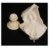 1355	SMALL MARBLE BUST OF A LADY, THREADS TO THE CONNECTION TO THE BASE IS LOOSE, 9 IN HIGH