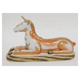 1008	MOTTAHEDEH PORCELAIN UNICORN, ITALY, 8 3/4 IN LONG X 5 1/2 IN HIGH