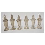 1010	3 PAIR OF EMPIRE WEIGHTED STERLING SILVER SALT & PEPPER SHAKERS, GLASS LINED, 4 3/4 IN HIGH