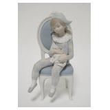 1016	LLADRO FIGURE, SEATED CHILD W/CAT, SATIN FINISH, 10 IN HIGH