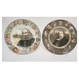 1019	2 ROYAL DOULTON PLATES, SHAKESPEARE & DICKENS, 10 1/2 IN
