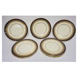 1021	SET OF 8 MINTON PLATES FOR DAVIS COLLAMORE & CO LTD, COBALT BLUE & GOLD TRIM, 10 3/4 IN