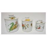 1023	SET OF 3 ROYAL WORCESTER EVESHAM CANISTERS, TALLEST IS 9 IN
