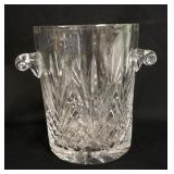 1027	LARGE CRYSTAL ICE BUCKET W/APPLIED CURLED HANDLES, 9 1/4 IN HIGH