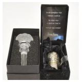 1029	2 STOPPERS IN BOXES, VERSACE & NEIMAN MARCUS, 2001, LARGEST IS 5 IN