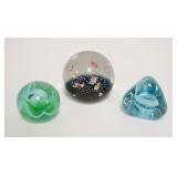1039	3 CAITHNESS INTERNALLY DECORATED PAPERWEIGHTS, *HELTER SKELTER*, *MOON CRYSTAL* & *PEBBLE*, LAR