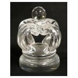 1049	STEUBEN CRYSTAL CROWN FORM PAPERWEIGHT, 4 1/4 IN HIGH