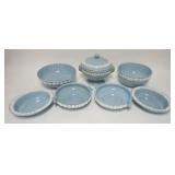 1088	7 WEDGWOOD EMBOSSED QUEENSWARE SERVING PIECES, LARGEST ROUND BOWL IS 10 1/4 IN