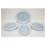 1092	4 WEDGWOOD EMBOSSED QUEENSWARE PLATTERS, LARGEST OVAL IS 14 1/2 IN X 11 7/8 IN