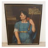 1122	LARGE OIL ON CANVAS OF A MAN W/LATIN INSCRIPTION, 58 IN X 47 1/2 IN INCLUDING FRAME