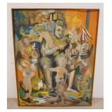 1123	LARGE MODERN OIL SIGNED STARASKI 1960, ON ARTIST BOARD, 48 1/4 IN X 60 IN INCLUDING FRAME