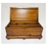 1145	SMALL WOODEN TOOL CHEST W/SLIDING TRAY, OAK W/METAL HANDLES, 22 1/4 IN X 11 IN X 9 1/2 IN HIGH