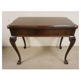 1160	MAHOGANY FLIP TOP GAME TABLE W/BALL & CLAW FEET & ROPE TURNED TRIM, 38 IN X 20 IN CLOSED X 37 3