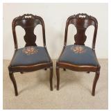 1183	PAIR OF ROSE CARVED ANTIQUE SIDE CHAIRS