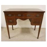 1194	INLAID 4 DRAWER TABLE, HAS VENEER LOSS IN FRONT, ONE PULL MISSING, 33 1/4 IN WIDE X 29 3/4 IN H