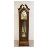 1197	SLIGH *TREND* TALL CASE CLOCK, HAS BURL ACCENTS & FLUTED HALF COLUMNS, 78 3/4 IN HIGH