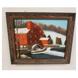 1198	OIL ON CANVAS OF THE MILL IN CLINTON, NJ, 24 3/8 IN X 20 3/8 IN INCLUDING FRAME