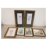 1217	6 PIECES OF FRAMED ARTWORK, LARGEST IS 15 3/4 IN X 31 3/4 IN INCLUDING FRAME
